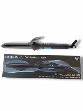 Bio Ionic Long Barrel Curling Iron with Moisture Heat Technology NIB